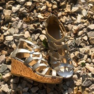 Girls fancy silver high heel dress shoes